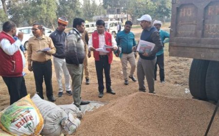 जिलाधिकारी ने पीसीएफ द्वारा संचालित राजकीय धान क्रय केन्द्र का किया निरीक्षण