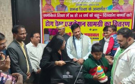 दिव्यांग बच्चों को वितरित की गई एच.बी.ई. किट