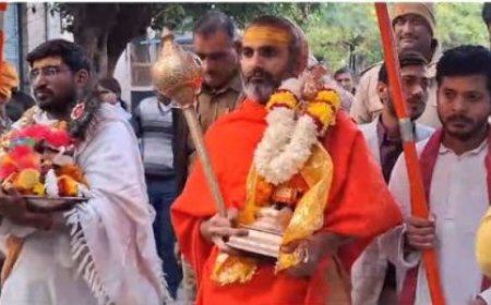 कर्नाटक किष्किंधा से निकली हनुमत रथ यात्रा पहुंची श्रीकृष्ण जन्मभूमि