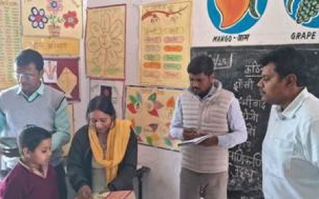 जिलाधिकारी ने प्राथमिक विद्यालय विशुनपुुर का किया निरीक्षण