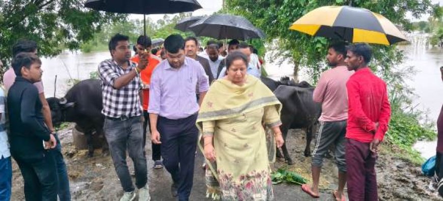आयुक्त संगीता सिंह ने बाढ़ग्रस्त ग्रामों का किया निरीक्षण