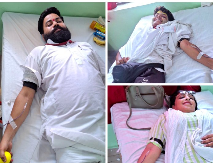 विश्व रक्तदाता दिवस पर सनातन प्रतिभा फाउंडेशन के सनातनी योद्धाओं ने किया रक्तदान