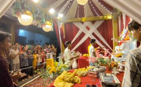 गणपति बप्पा मोरिया के जयकारों से गूंजे पंडाल
